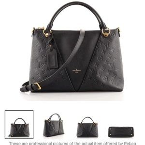 Louis Vuitton V Tote Monogram Empreinte Leather MM Black